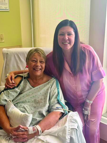 Linda and Dara in Linda’s hospital room at Barnes-Jewish Hospital after the transplant operation.